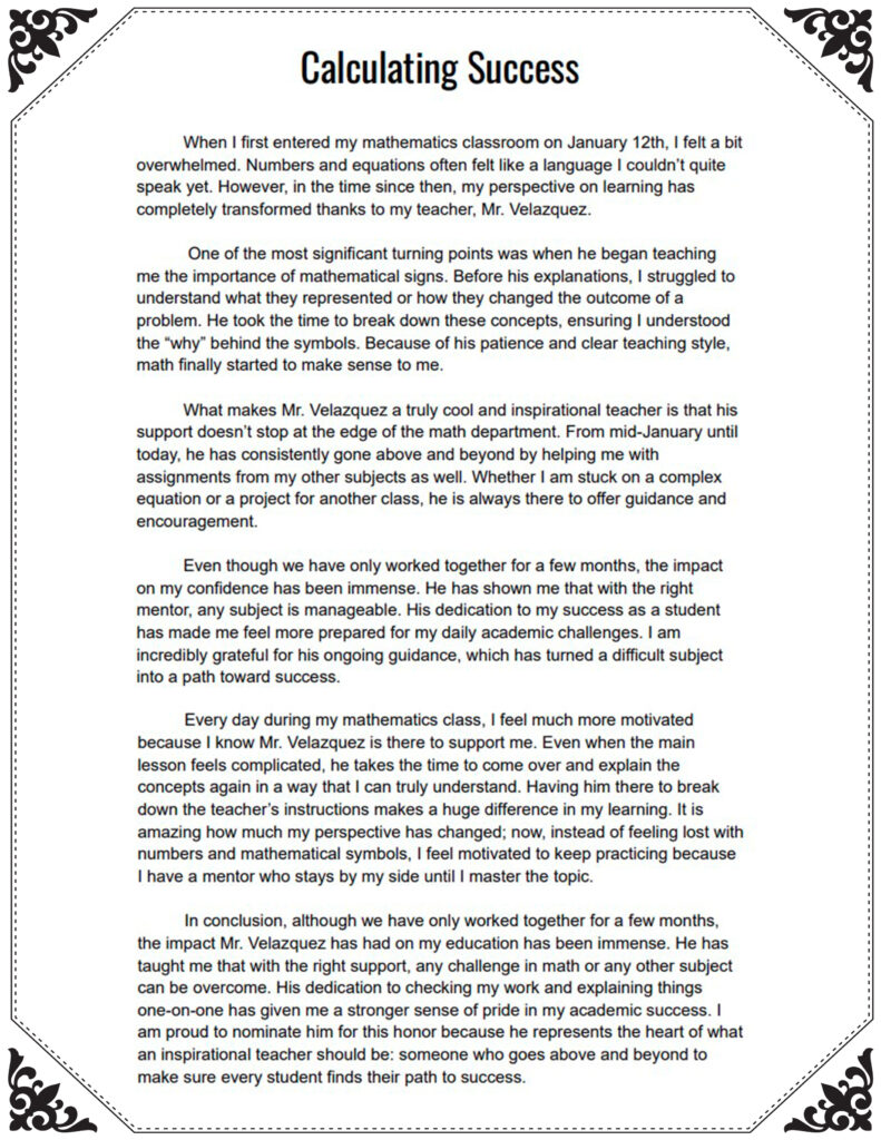 Erimar Sofia Barrios Azuaje teacher essay