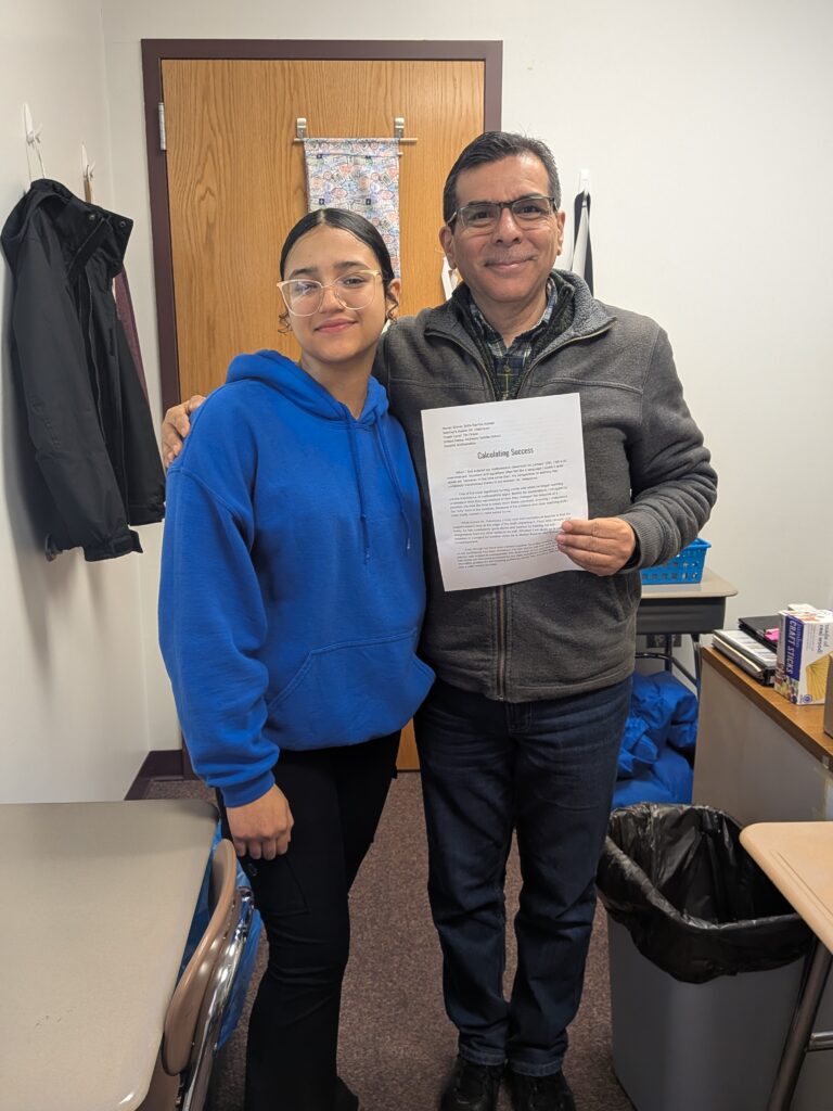 Erimar Sofia Barrios Azuje and her influential teacher, Mr. Velasquez