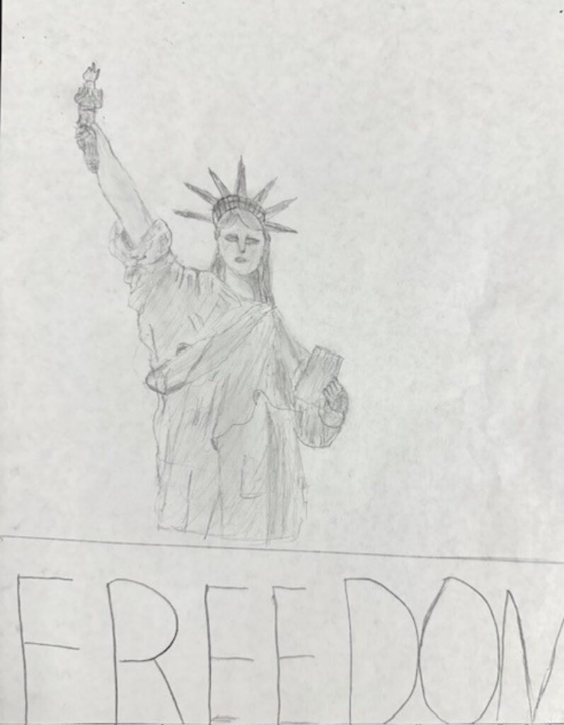 Pencil drawing of the Statue of Liberty