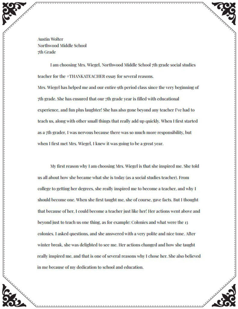 Austin Wolter Teacher Essay, page 1